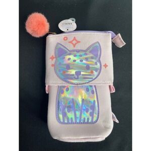 More Than Magic Pink Holographic Cat Pop Up Pencil Pouch Standing Cup NEW